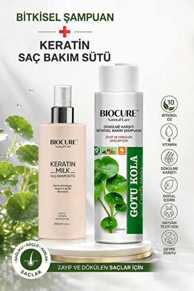 Biocure Saç Bakım Seti 10 Bitki Özlü Bitkisel Şampuan + Keratin Saç Bakım Süt...