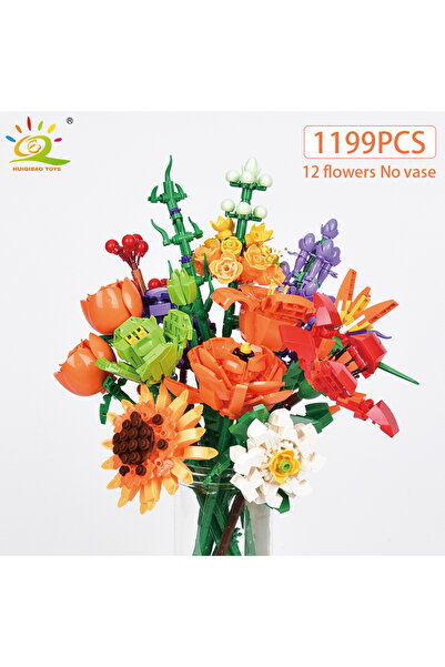 Choice3 B1 NO vase NO box HUIQIBAO MOC Flower Model Building Blocks 3D Bouque...