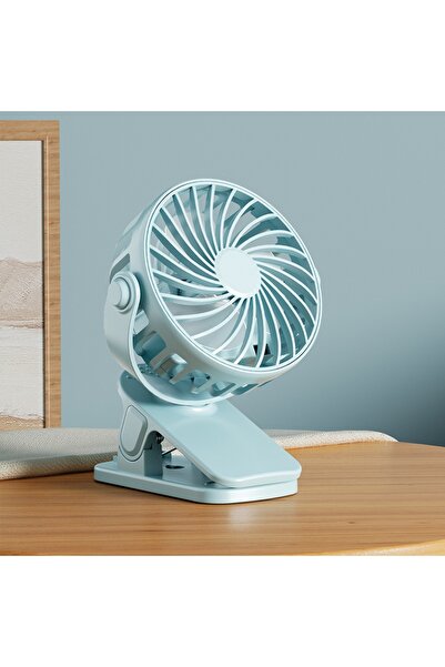 Choice1 Blue Portable Rechargeable Clip Fan 720° Rotatable Hanging Fan with N...