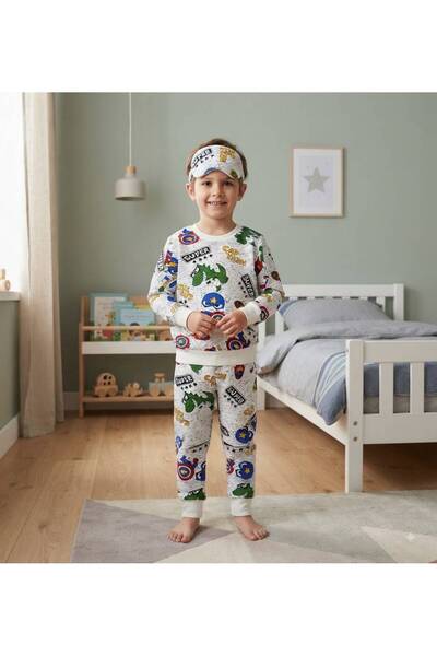 Fil Kids Pijama pentru băieți, bumbac piese, din material textil, culoare alb...