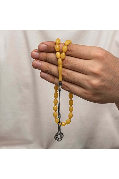 Inure Jewelry Сребърни мъниста с пискюл от казаз, затегнати кехлибарени молит...