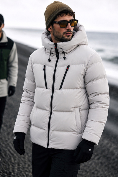 Delpino Men's Waterproof and Windproof Hooded Puffer Jacket