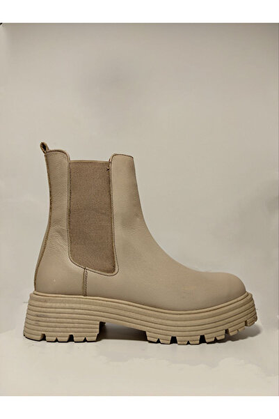 Castle Black Yldz-23821-1 Genuine Leather Women's Boots Beige