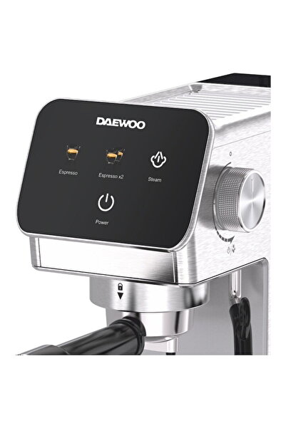 Daewoo Espressor Manual DCME1350, 1350 W, pompa ULKA 20 Bari, rezervor apa 1.2L, sistem precis de control al temperaturii PID,functie de pre-infuzare pentru un gust mai bun al cafelei, carcasa din ote