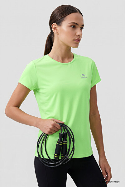 TOMMY LIFE Neon Green Basic Short Sleeve Standard Fit O-Neck Women's T-Shirt ...