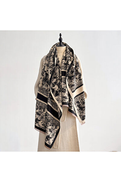 Choice4 black Luxury Winter Cashmere Scarf Women 2025 Design Warm Pashmina Bl...