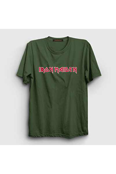 Presmono Unisex kaki logo Iron Maiden T-shirt 86340tt