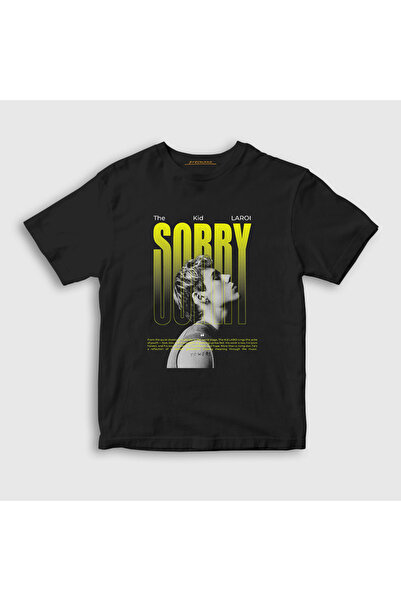 Presmono Unisex Kids Black Sorry the Kid Laroi T-Shirt 609912Tt