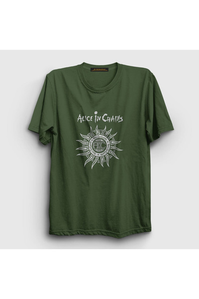 Presmono Unisex Khaki Gray Alice In Chains T-shirt 7512tt