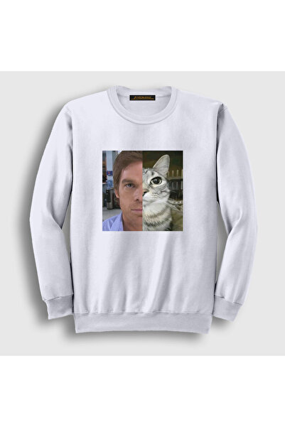 Presmono Unisex White Dexter Morgan Cat Sweatshirt 602493Tt