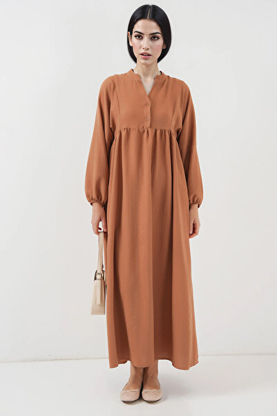 Merterium Women's Long Hijab Dress Brown 1017