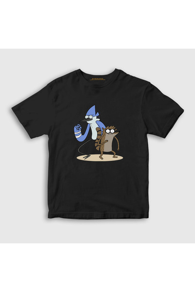 Presmono Crni Mordecai i Rigby unisex dečje T-shirt - Regular Show 449219tt
