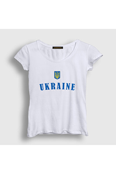 Presmono Women's White Trident Coat of Arms Ukraine Ukrainian T-Shirt 563219Tt