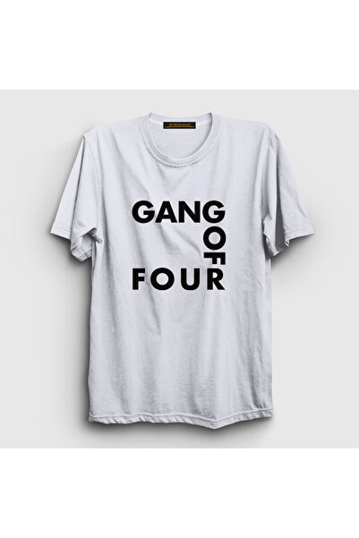 Presmono Unisex White Logo Gang of Four T-Shirt 572301Tt