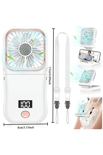 Choice WHITE Portable Charging Handheld Fan, Neck Hanging Fan, with Phone Hol...