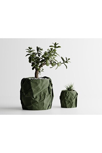 Sani Ghiveci decorativ Sani, Miami, mare 175 x 174 x 164 mm, Verde închis mat