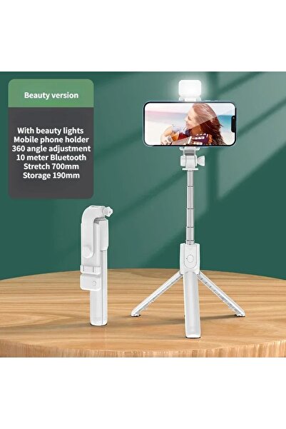 Choice3 White With Lights Selfie Stick Wireless Tripod Stand with Light Bluet...
