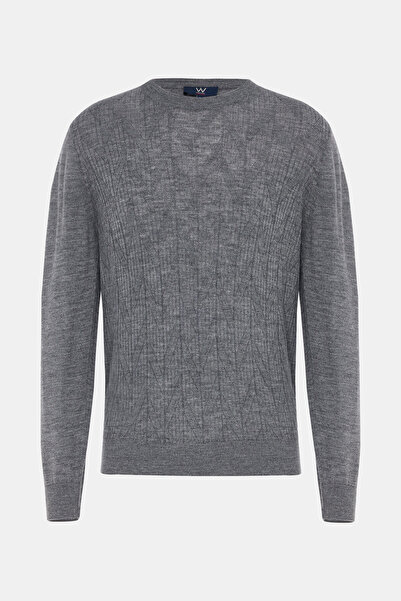 W Collection GRİ MELANJ BİSİKLET YAKA UZUN KOLLU KAZAK
