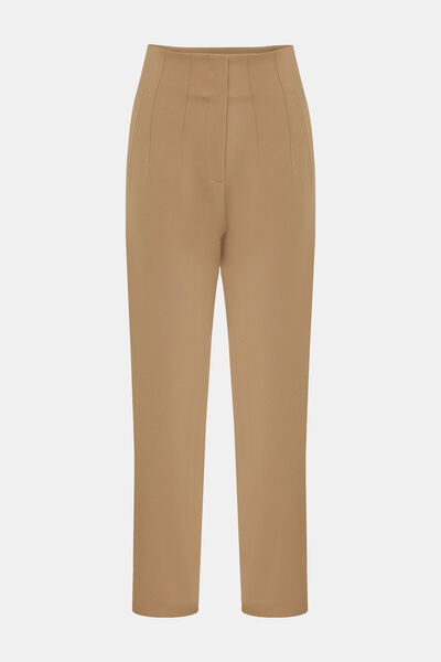 W Collection BEJ DAR PAÇA YÜKSEK BEL PANTOLON