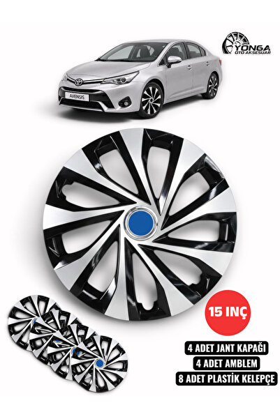 YONGA OTO AKSESUAR TOYOTA Uyumlu 15 İnç Jant Kapağı 4'lü Set Siyah Gümüş + 4 ...