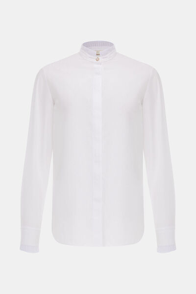 W Collection BEYAZ HAKİM YAKA UZUN KOLLU BLUZ