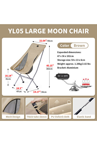 Naturehike L - Khaki 2024 Camping Chair Ultralight High Load Folding Quick Bu...