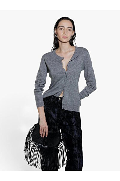 Sisley Kadın Yün ve Kaşmir Karışımlı Ribana Detaylı Bisiklet Yaka Hırka 325A102HM5237-SIS507