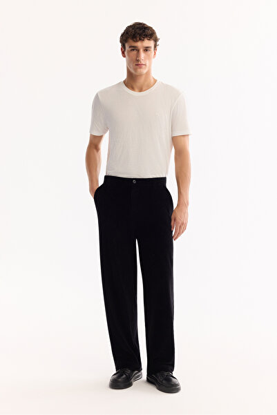 Avva Erkek Siyah Pamuklu Soft Touch Baggy Fit Kadife Pantolon A52Y3001