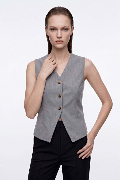 HAKKE Gold Buttoned V-Neck Classic Vest