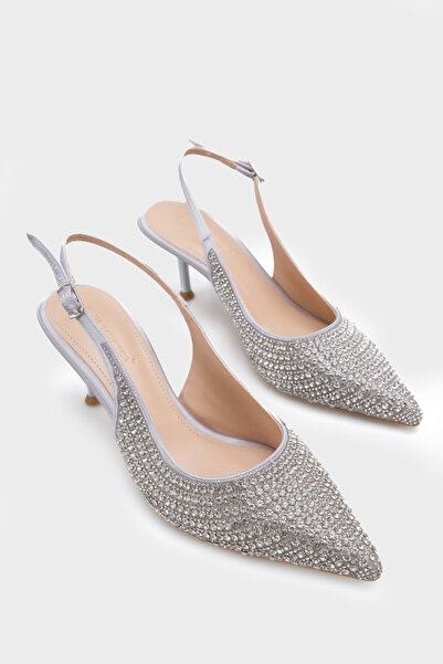 Capone Outfitters Laryssa Full Stone Pointed Toe Satin Slingback Women's Heel...