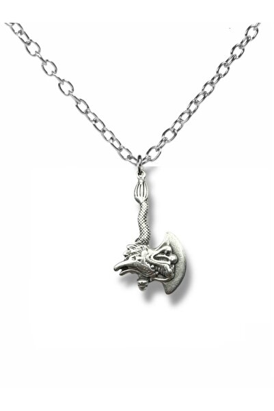 Herşey Nota Dragon Figured Axe Necklace – Unisex Zamak Plated Gothic Fantasti...