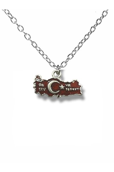 Herşey Nota Red Turkey Map and "Love or Leave" Written Metal Necklace – Desig...