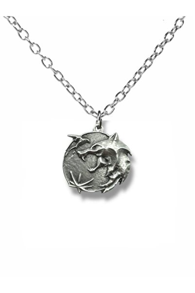 Herşey Nota Witcher Wolf Embossed Locket Unisex Necklace | 60cm Chain Cosplay...
