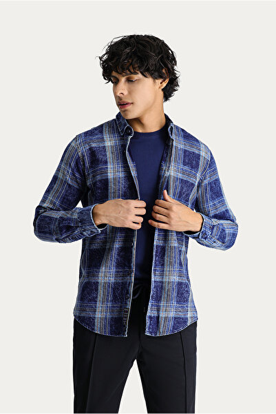 Kiğılı Long Sleeve Slim Fit Slim Fit Plaid Sports Cotton Shirt