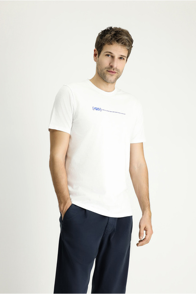 Kiğılı Crew Neck Slim Fit Slim Fit Printed Cotton T-Shirt