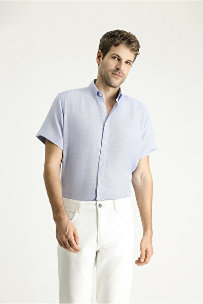 Kiğılı Short Sleeve Regular Fit Pattern Sports Cotton Easy-Iron Shirt