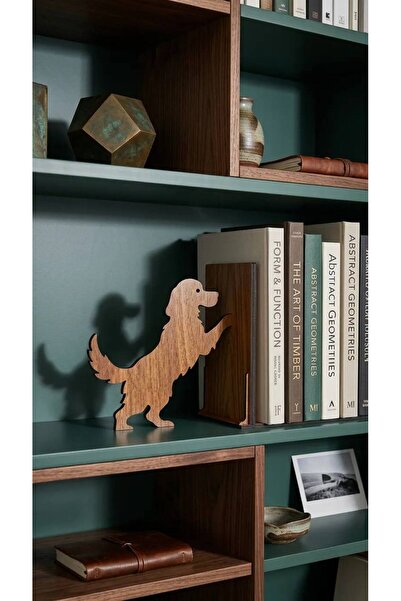 ROKH Natural Wooden Dog Figured Book Support Decorative Bookshelf Organizer G...