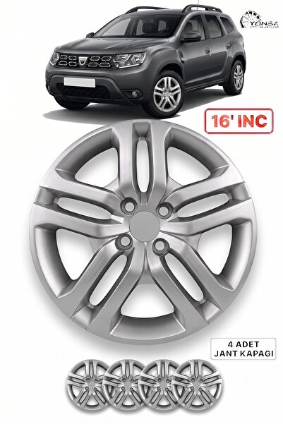 YONGA OTO AKSESUAR DACİA DUSTER 16 İnç Jant Kapağı 4'lü Set Gümüş + 4 Amblem