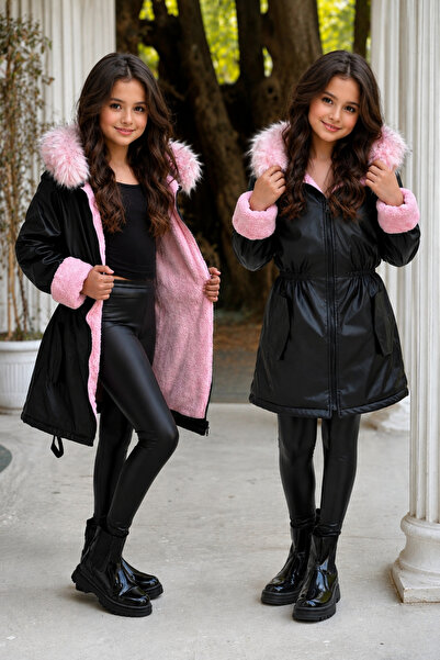 ELAFOR Plug-In Genuine Imported Fur Hooded Plush Inside Full Winter Girl's Bl...