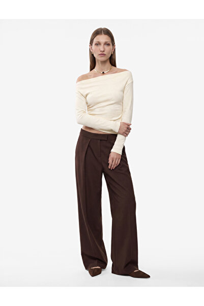 Koton Viscose Fabric Pleated Detail Wide Leg Palazzo Trousers