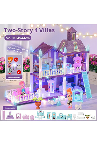 choice2 Purple - 4 rooms 3D DIY Fantasy Princess Castle Villa Assembly Doll H...