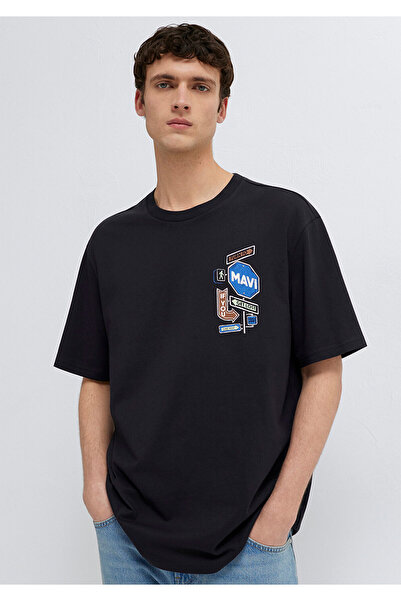 Mavi Signage Printed Black T-Shirt Loose Fit / Relaxed Fit 0613391-900