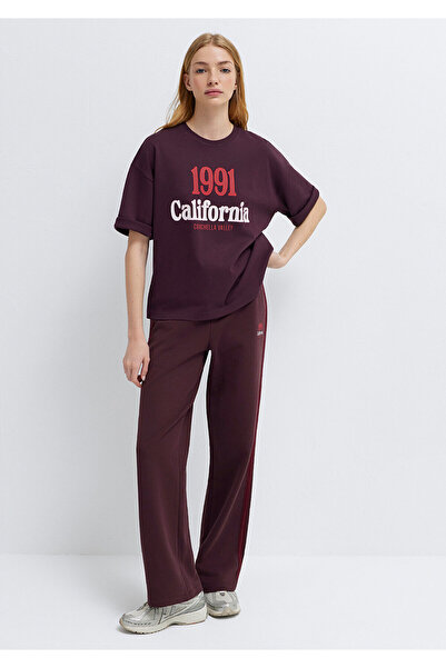 Mavi California Printed Burgundy T-Shirt Loose Fit / Comfortable Fit 1613913-...