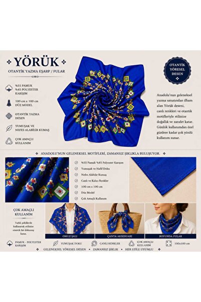 shop Yörük Çengelköy Otantik Yazma Eşarp Fular Düz Sade