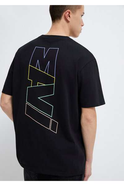 Mavi Logo Back Printed Black T-Shirt Loose Fit / Loose Relaxed Cut 0612350 -900