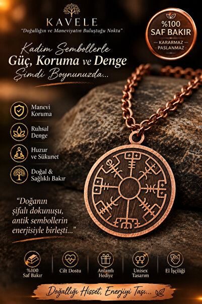 KAVELE 100% Real Pure Copper Ancient Symbol Motif Copper Necklace