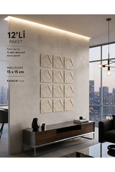 vareva studio 3D Kat Dekoratif Duvar Paneli 15x15 cm – 12'li Paket | Duvar De...