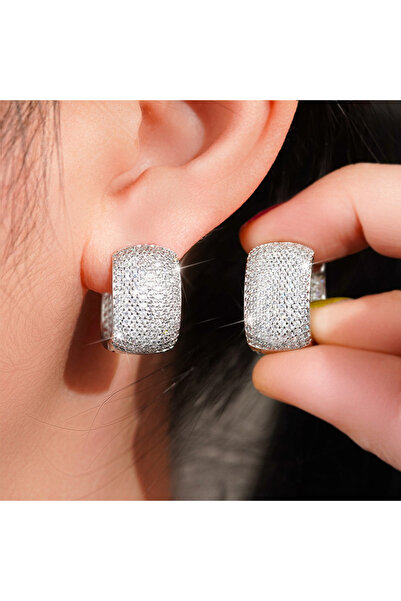 Choice E2956 Huitan Bling Bling CZ Hoop Earrings for Women Daily Wear Sparkli...