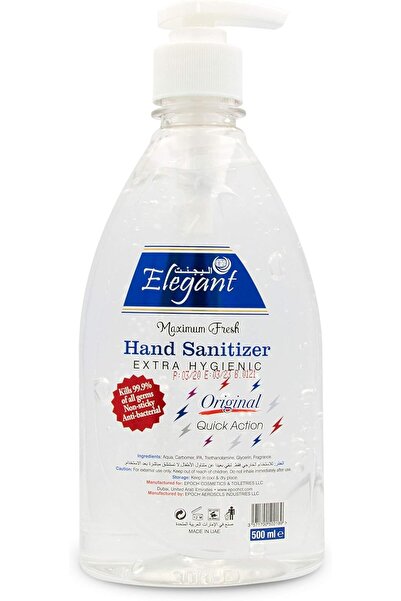 Elegant Hand Sanitizer Gel – 500ml – Pack of 1 (Value Pack) – 70% IPA – Extra...