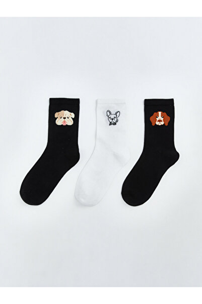 LC Waikiki Dog Patterned Women's Ankle Socks 3-pack
